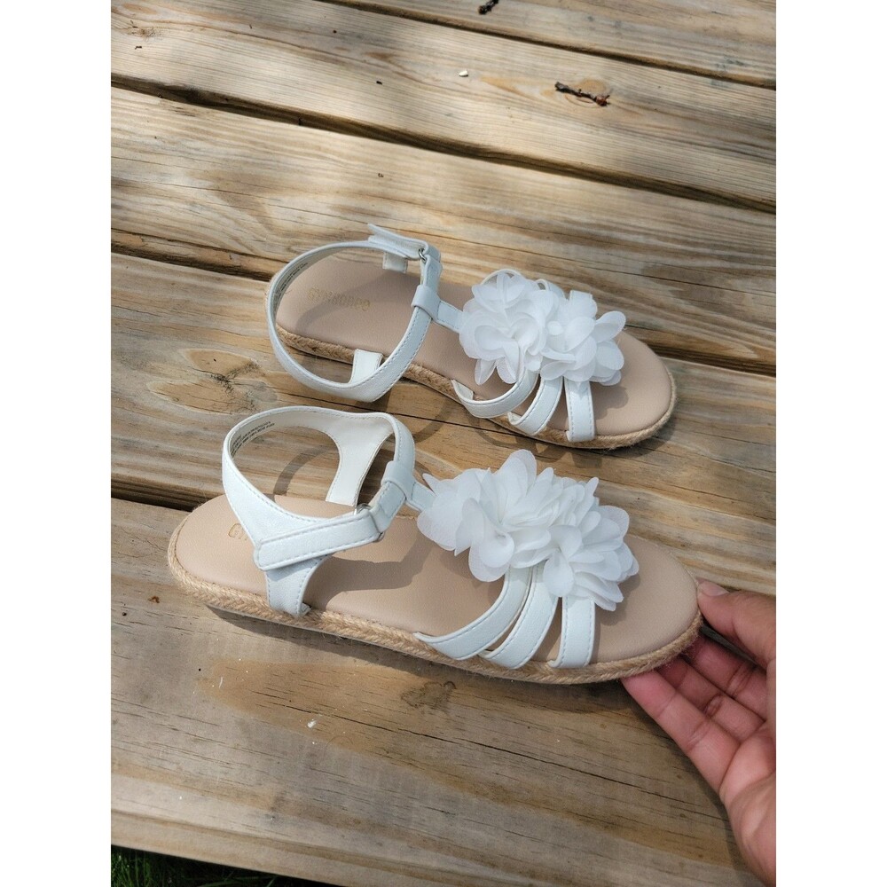 Size 3 Girls White Flower Girl  gymboree Sandals Fluff Cute Wedding